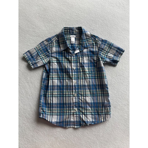Carter's Other - Carter's Plaid Button Down Shirt Kids Boys Size 7 Blue Green Short Sleeve Cotton